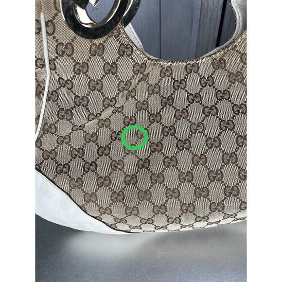 Gucci GG Canvas & Leather Charlotte Medium Shoulder Bag Monogram Hobo - Picture 11 of 16